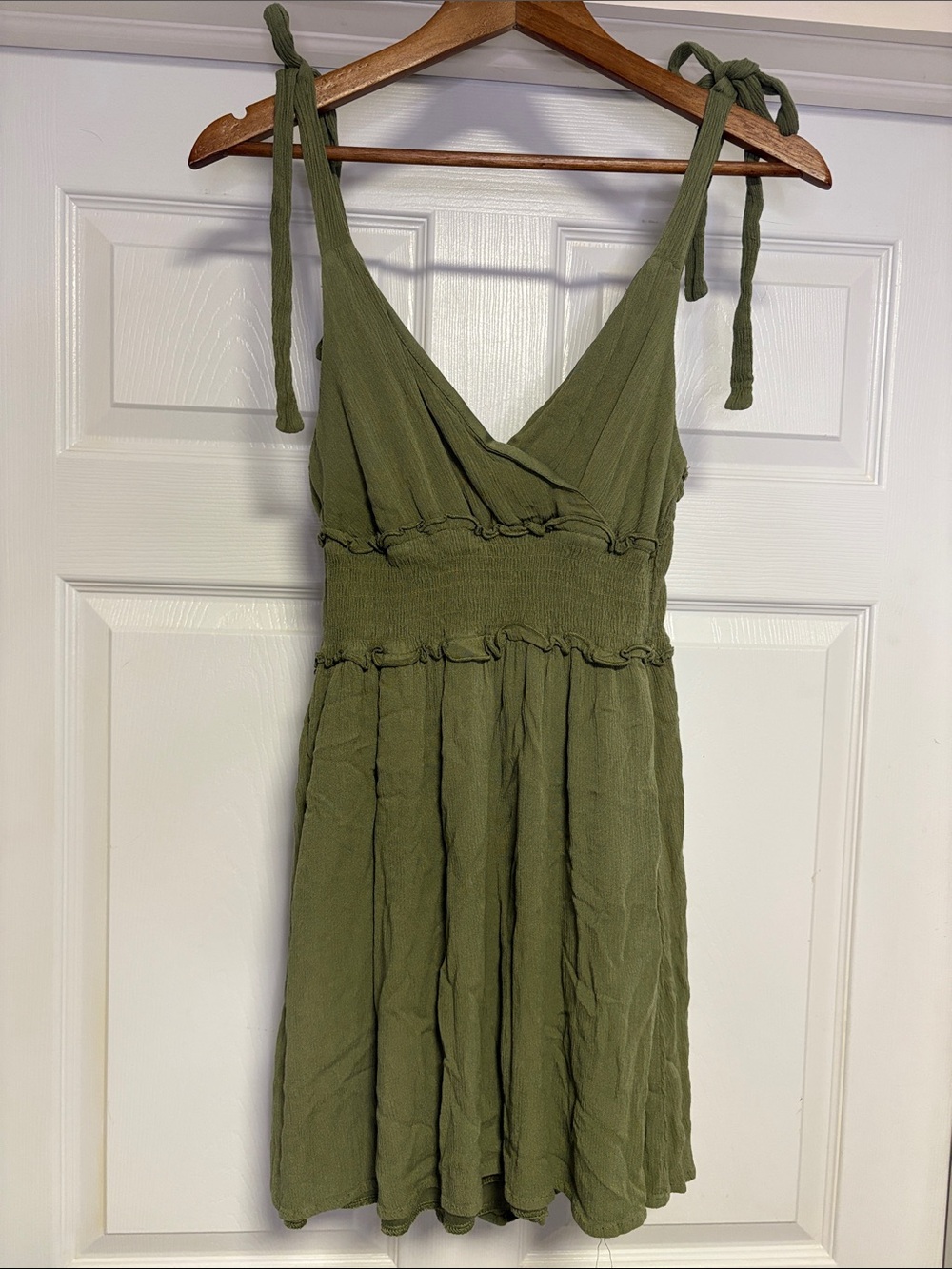 Liberty Love Olive Tie-Shoulder Mini Dress